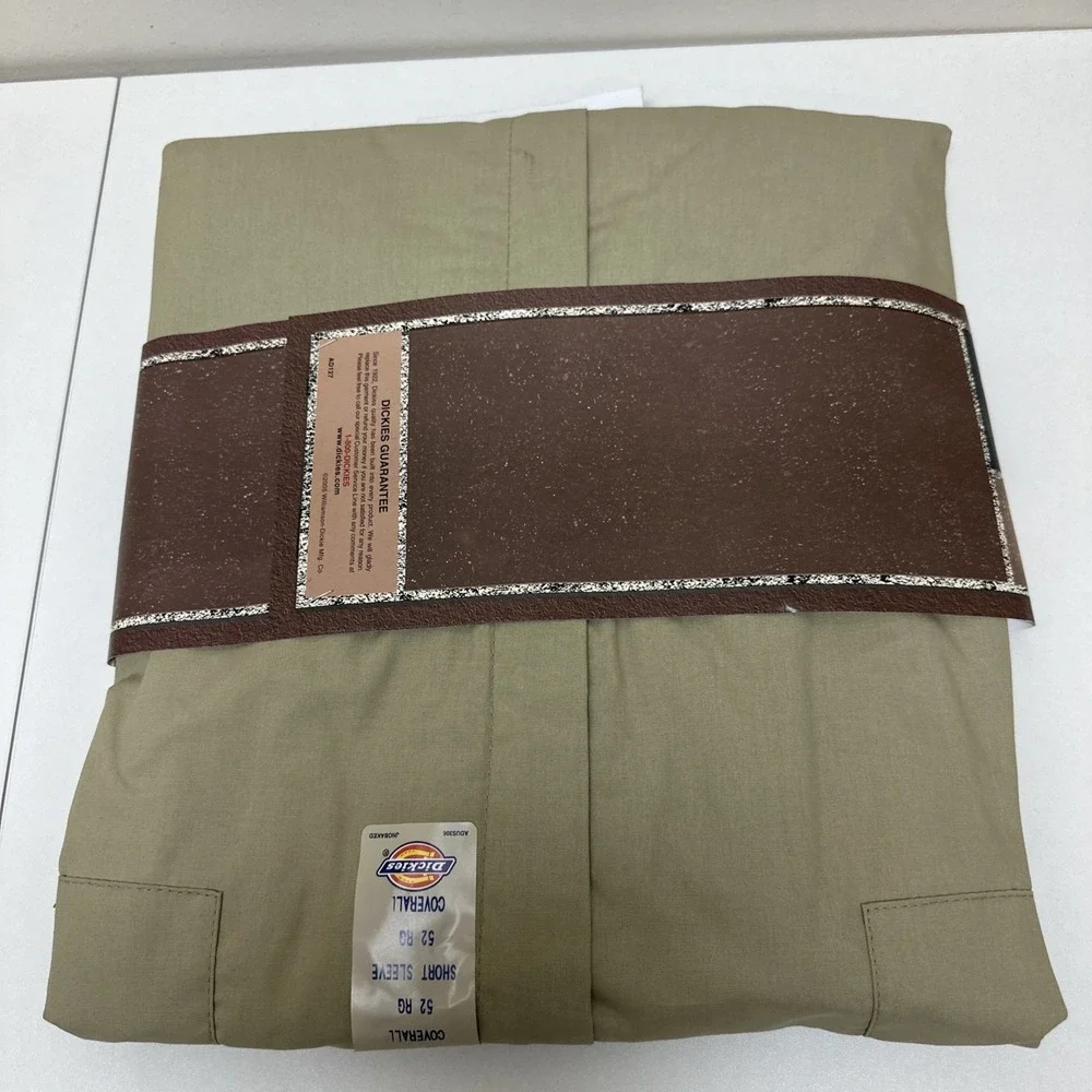 Vtg Dickies Coverall Khaki Short Sleeve Workwear Stain Release Size 52 R NEW NOS